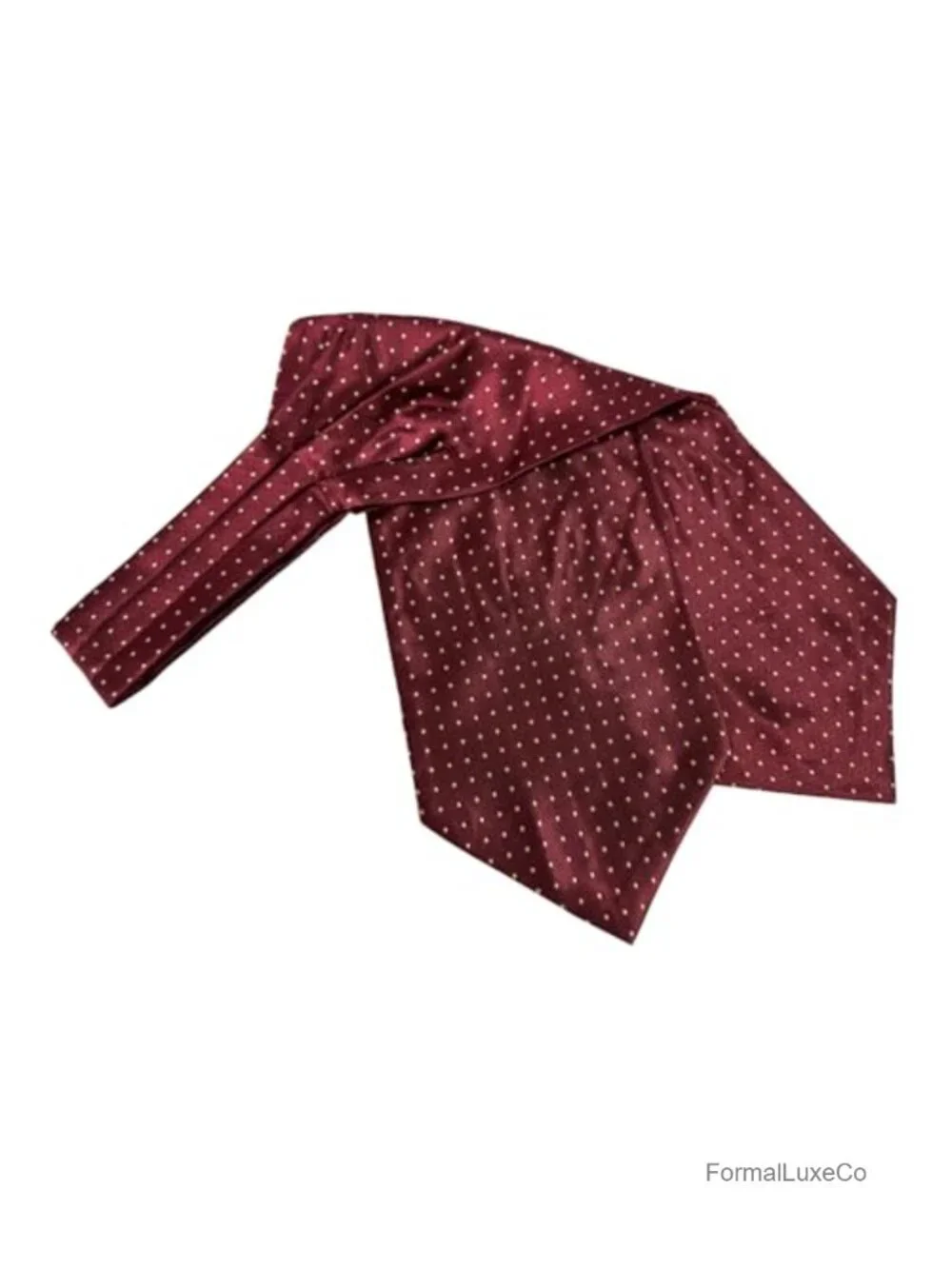 Men Polka Dots Self Tie Ascot Cravat Pocket Square Cufflinks Set Wedding Party